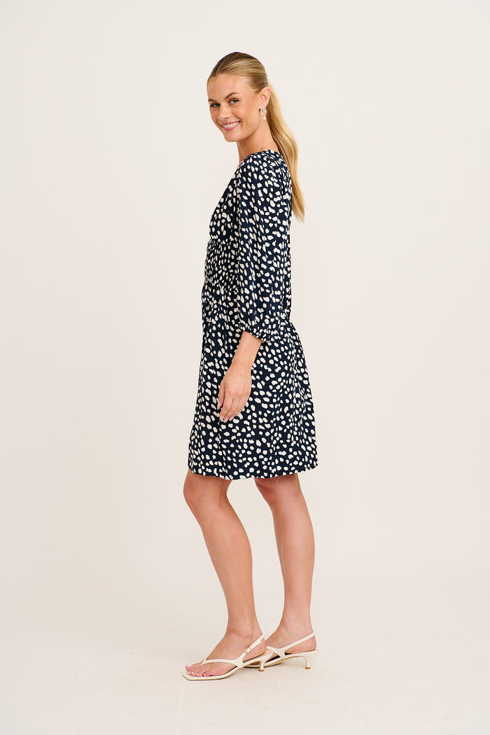 Shimmer Dress in Navy with White Speckle side