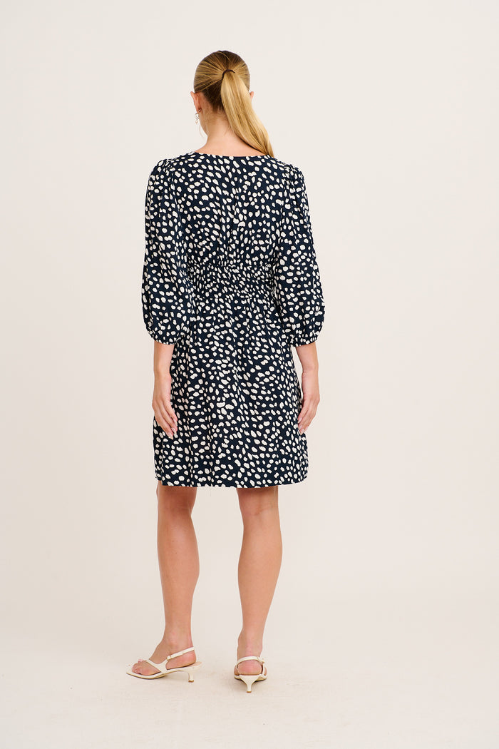 Shimmer Dress in Navy with White Speckle back
