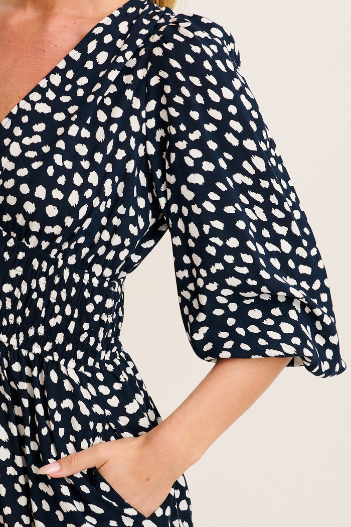 Shimmer Dress in Navy with White Speckle detail