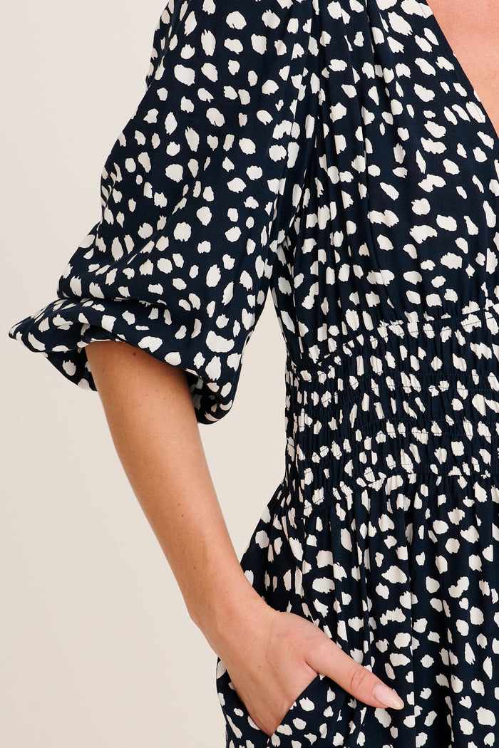 Trend Setter Midi Dress in Navy with White Speckle detail