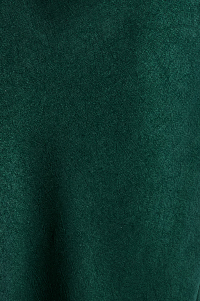 Polished Affair One Shoulder Maxi Dress in Emerald Satin fabric