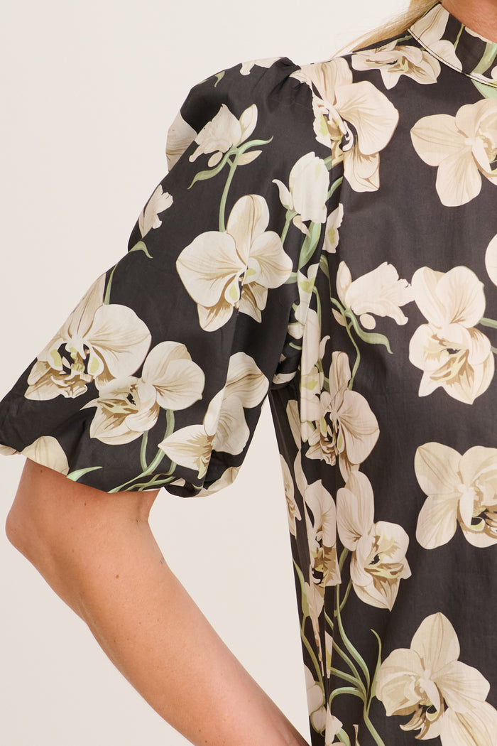 Florabelle Shirt in Green Floral Print Cotton detail