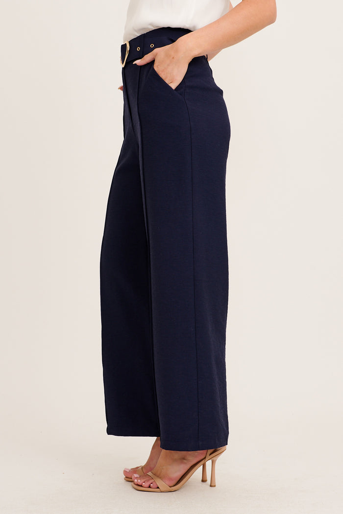 Power Dressing Pant in Navy Linen Blend side