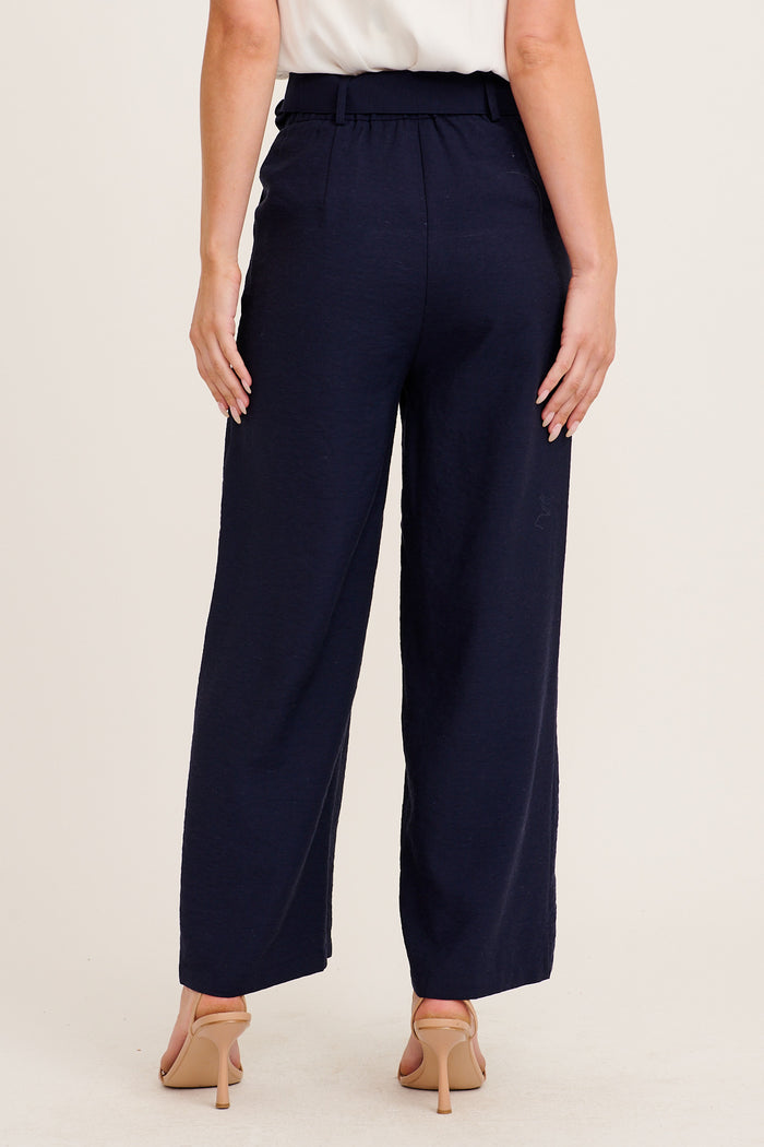 Power Dressing Pant in Navy Linen Blend back