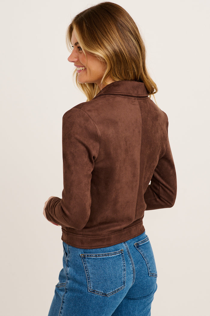 PRE ORDER Zodiac Jacket in Chocolate Suedette back