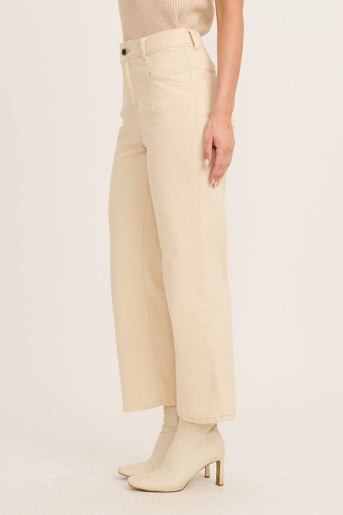 Nimes High Rise Wide Leg Jean In Sand Denim side