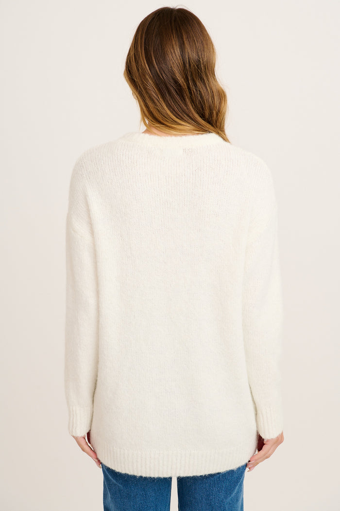 Queen Of Hearts Knit in Cream with Multi Hearts Wool Blend back
