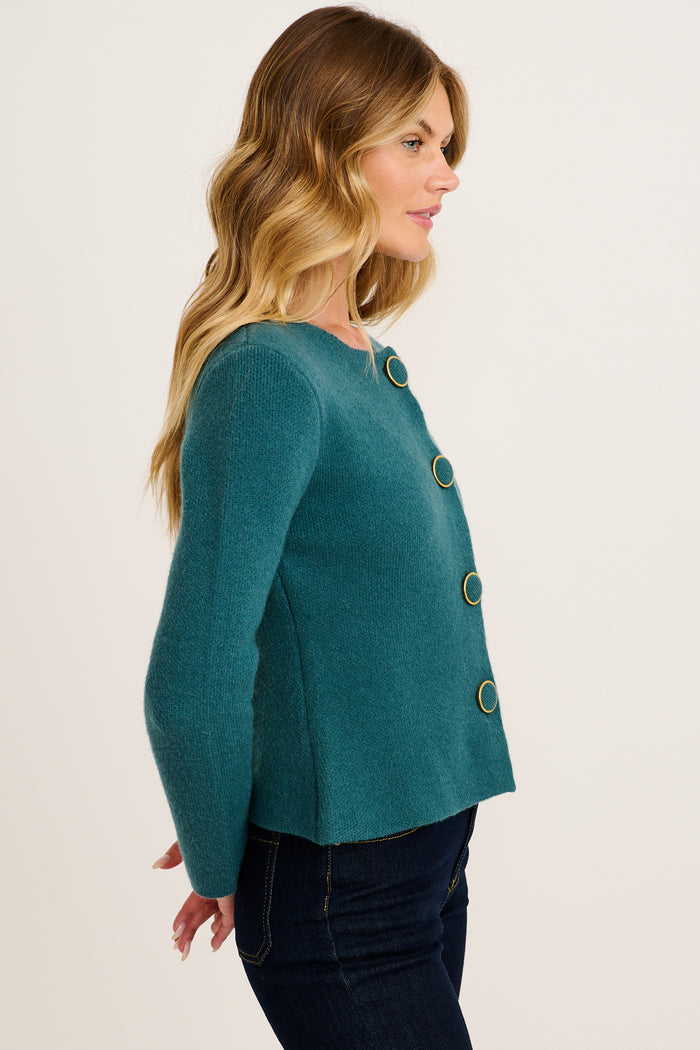 Standout Knit Cardigan in Teal side