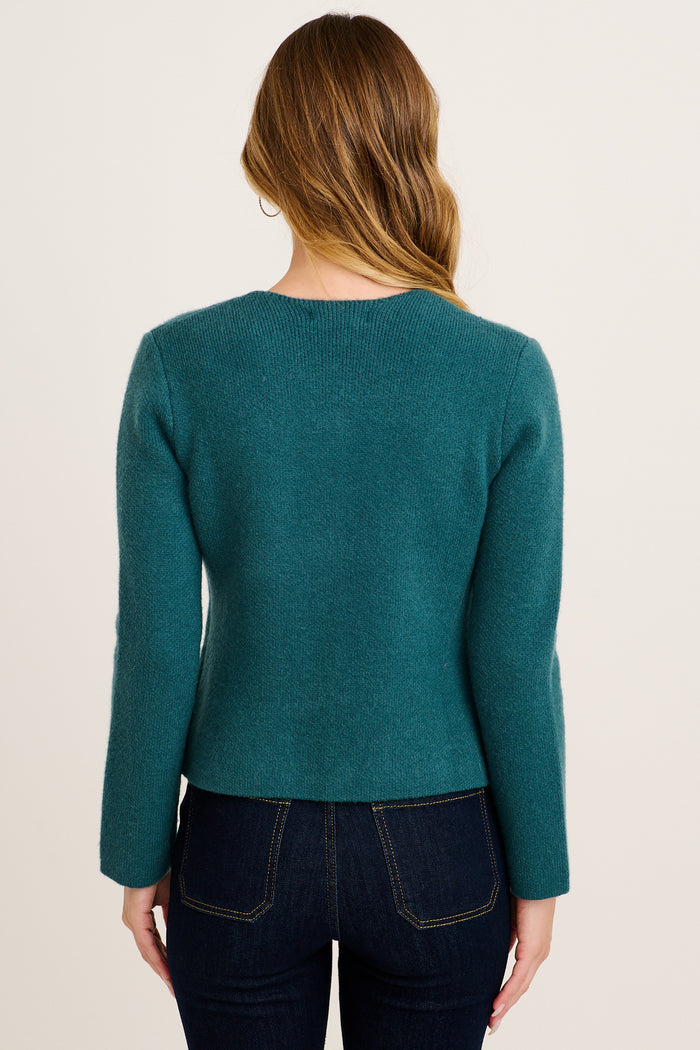 Standout Knit Cardigan in Teal back