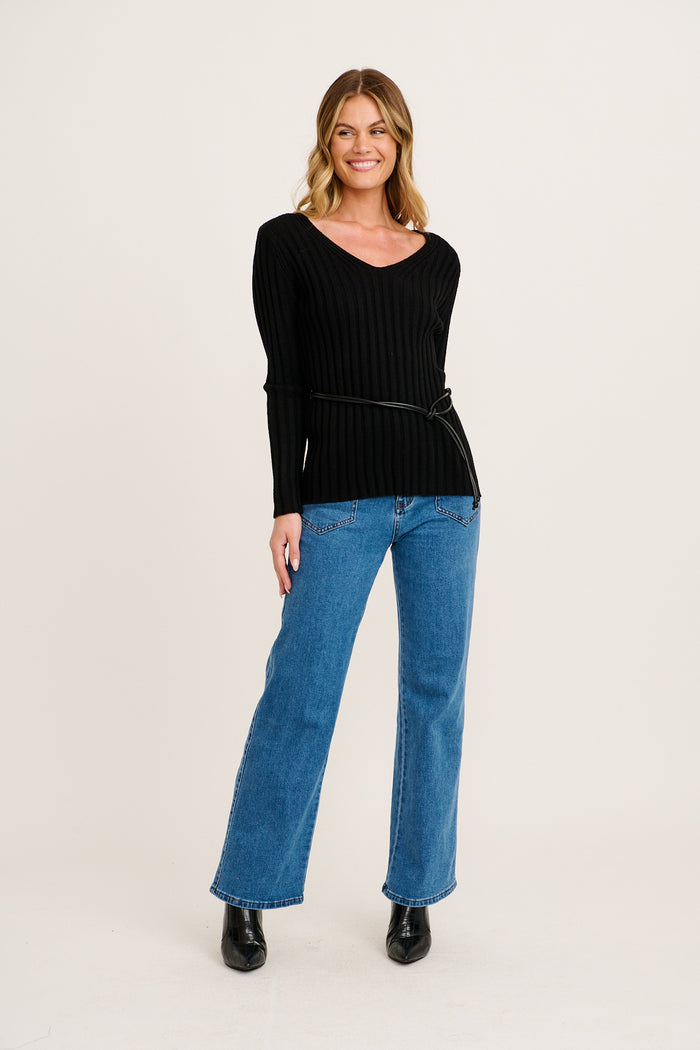 Sculpted Knit in Black full length