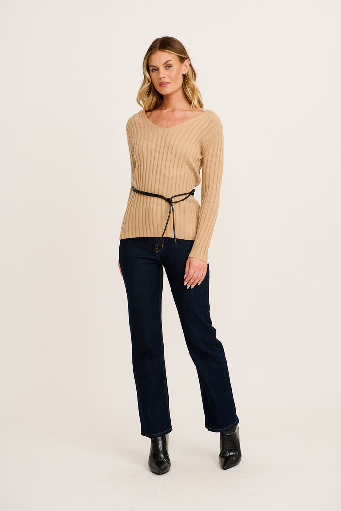Sculpted Knit in Taupe full length