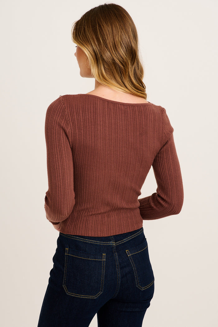 Delaray Knit Top in Chocolate back