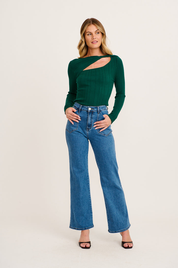 Delaray Knit Top in Emerald full length