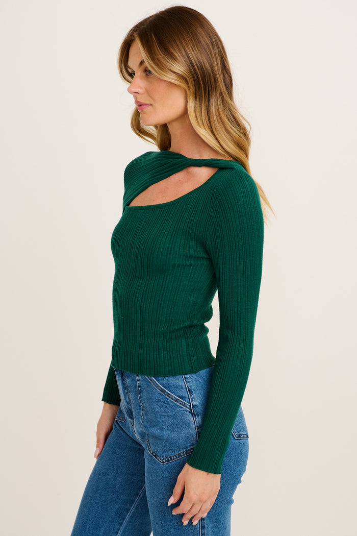 Delaray Knit Top in Emerald side
