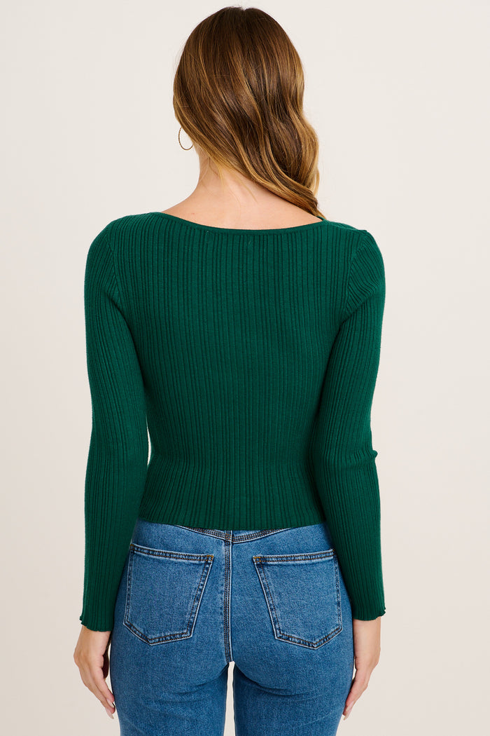 Delaray Knit Top in Emerald back