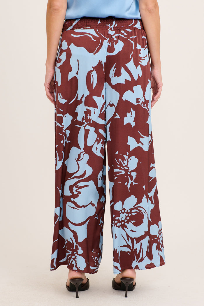 Groovy Pant in Chocolate with Blue Print back