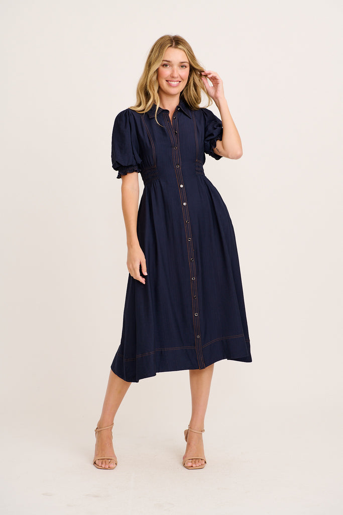 Elana Midi Shirt Dress in Green