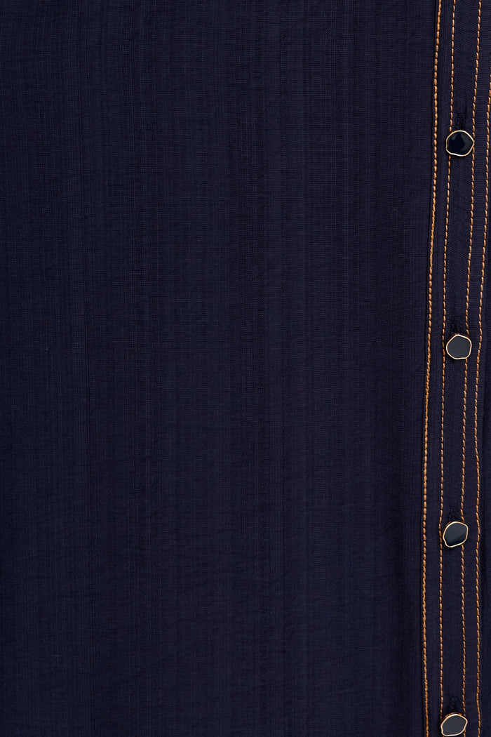Omaria Midi Shirt Dress in Navy fabric