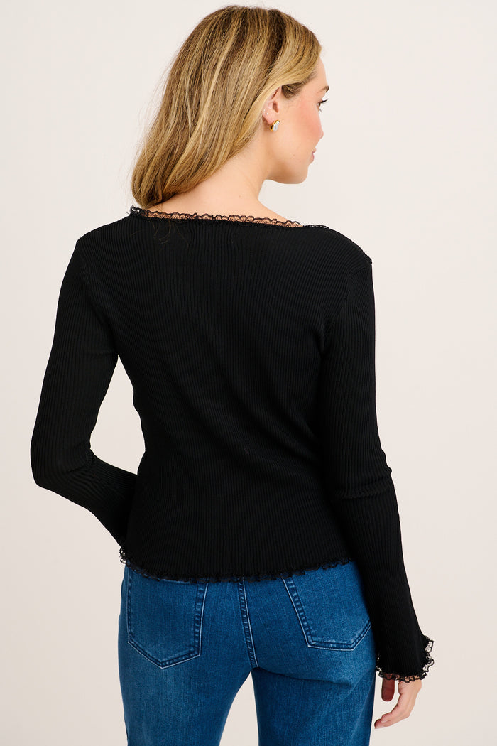 Vivid Style Knit in Black Wool Blend back