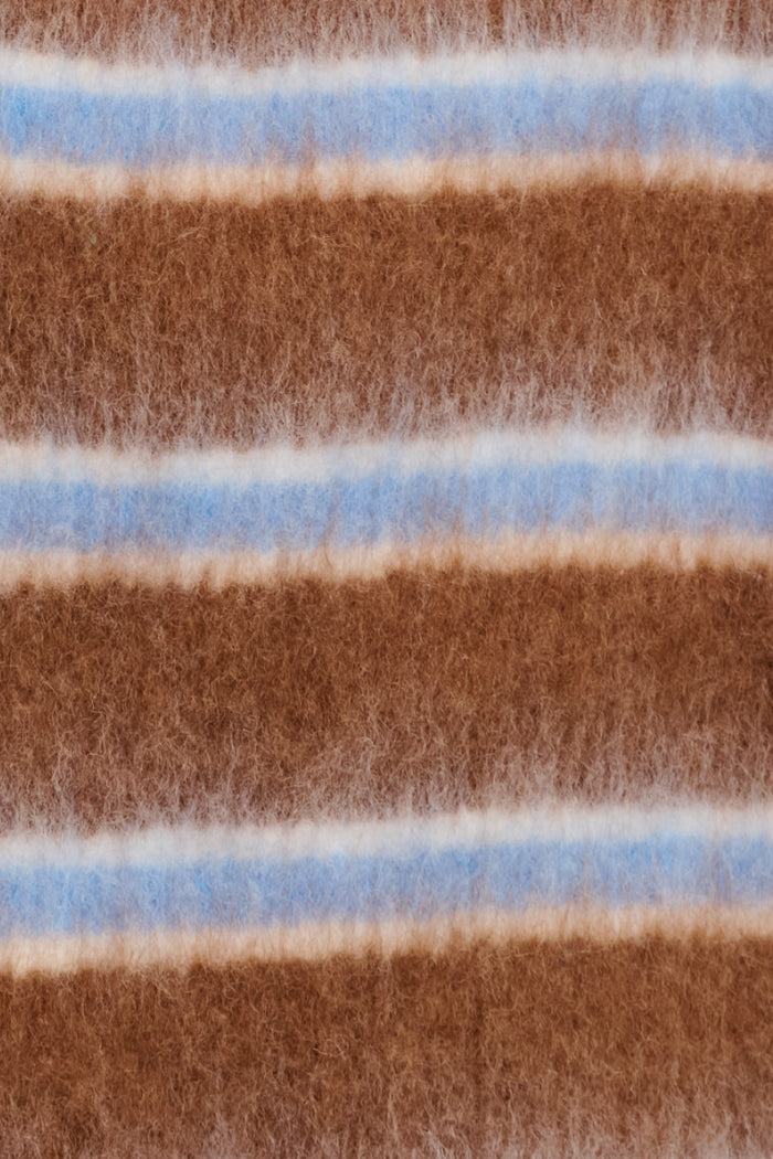 Chloe Knit Scarf in Chocolate and Blue Stripe fabric