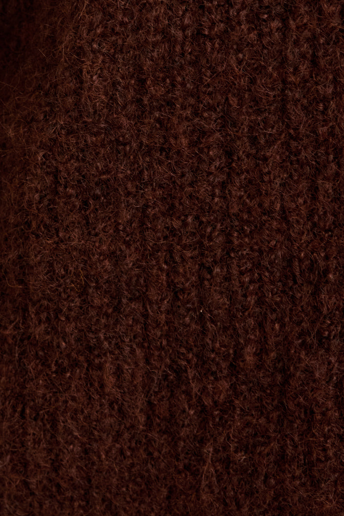 Perfect Layer Knit Cardigan in Chocolate Wool Blend fabric
