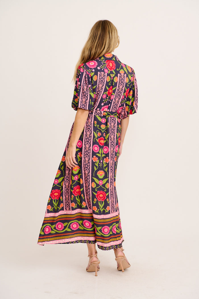 Tropicana Maxi Shirt Dress in Multi Floral Print back