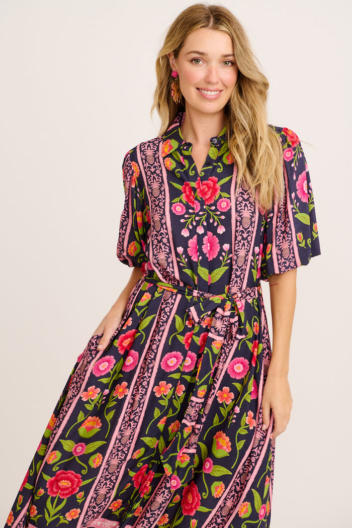 Tropicana Maxi Shirt Dress in Multi Floral Print front