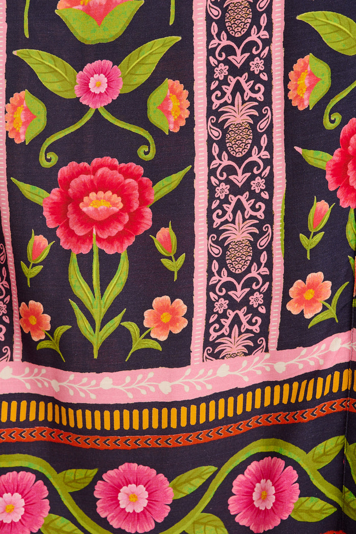 Tropicana Maxi Shirt Dress in Multi Floral Print fabric