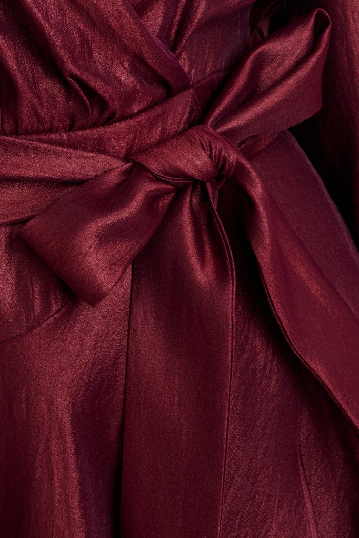 Rose Twirl Dress in Wine detail