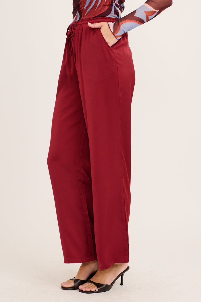 Enchanted Waltz Pant in Wine Satin side