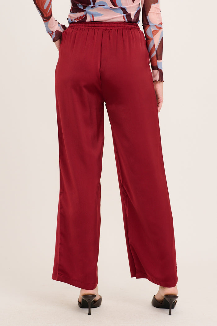 Enchanted Waltz Pant in Wine Satin back