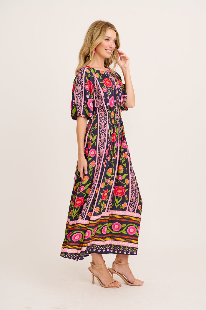 Flair Dress In Multi Floral Print side
