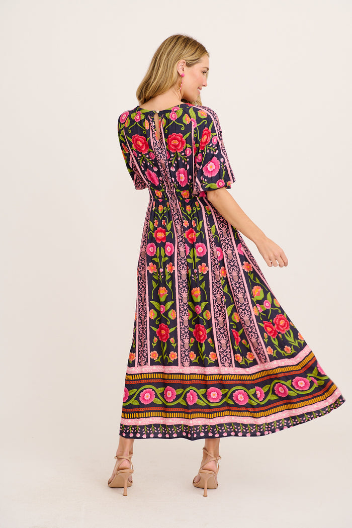 Flair Dress In Multi Floral Print back