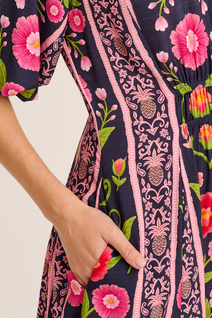 Flair Dress In Multi Floral Print detail
