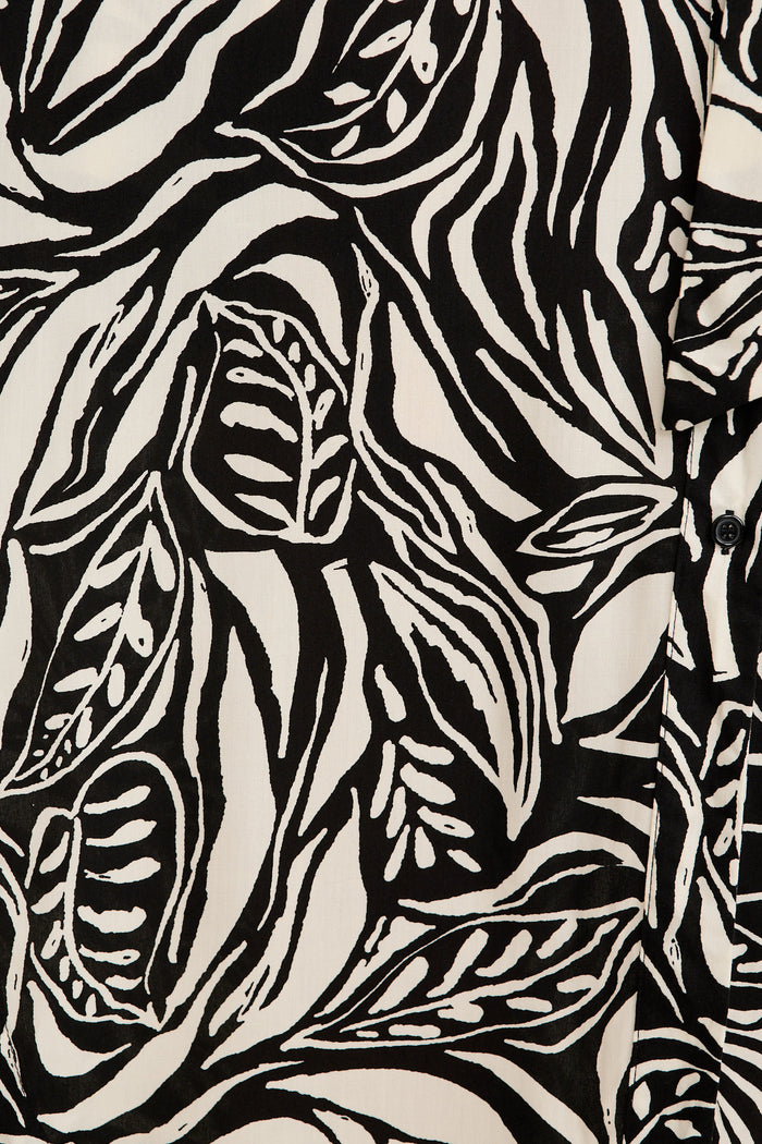 Carson Midi Dress in Black and White Swirl Print fabric