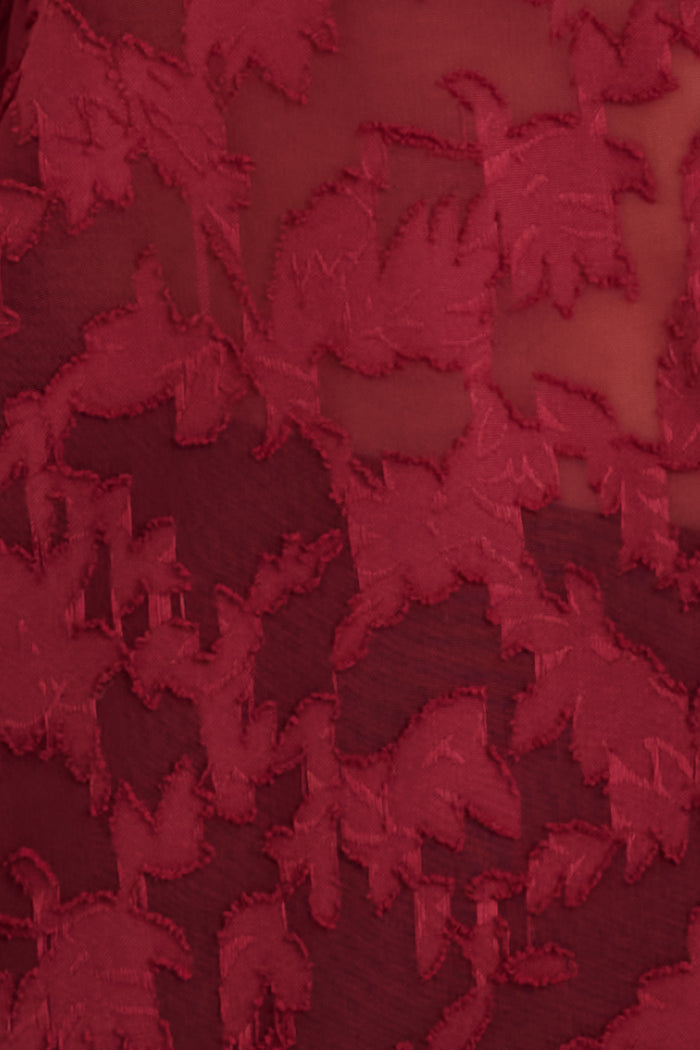 Vanessa Shirt in Wine Leaf Burnout Chiffon fabric