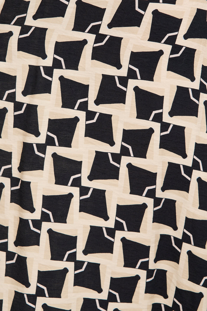 Portia Pant in Beige with Black Print fabric