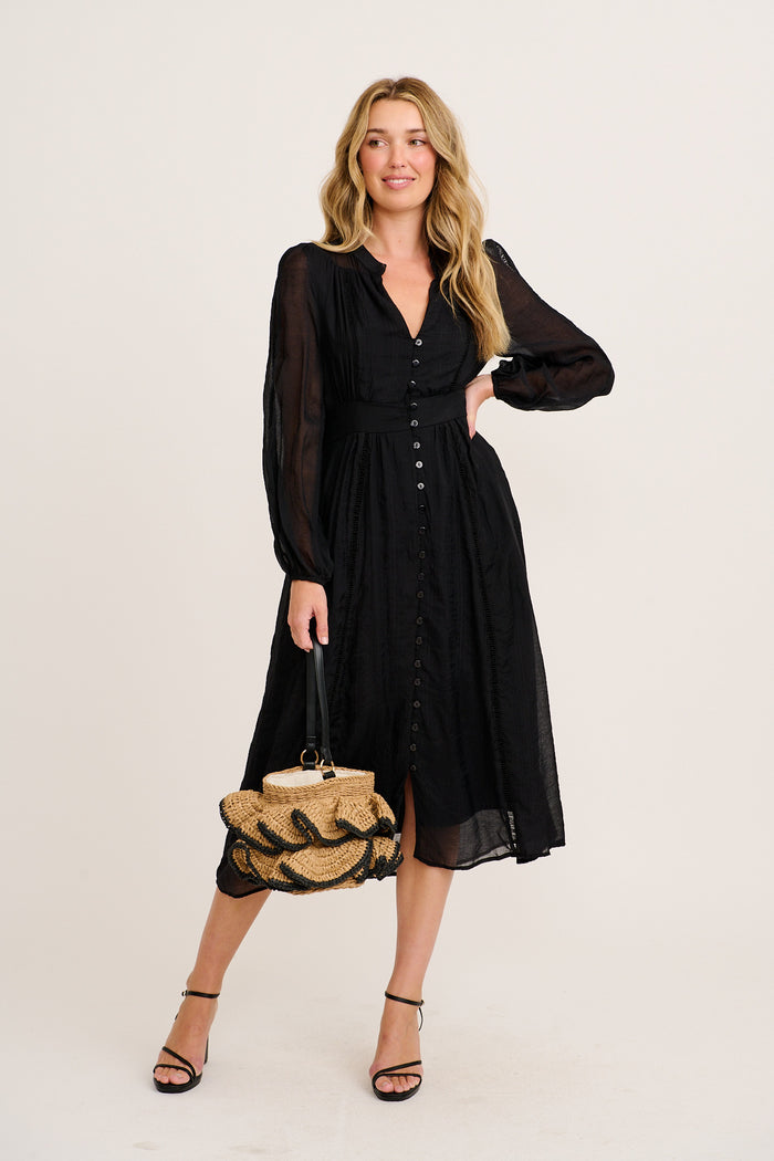 Larisa Midi Dress in Black full length