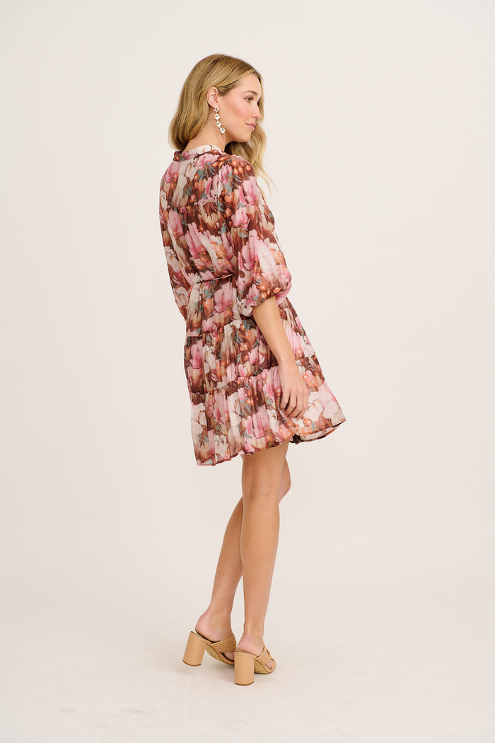 Clarine Dress in Multi Pink and Wine Floral back