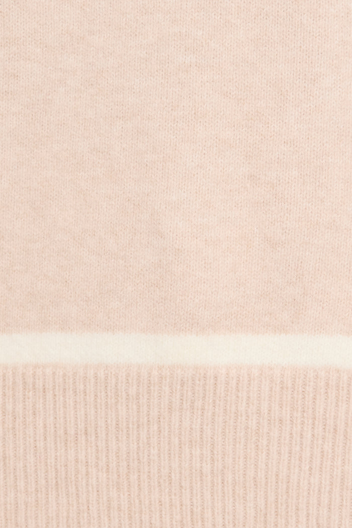 Warm Wishes Knit in Cream with White Trim Wool Blend fabric