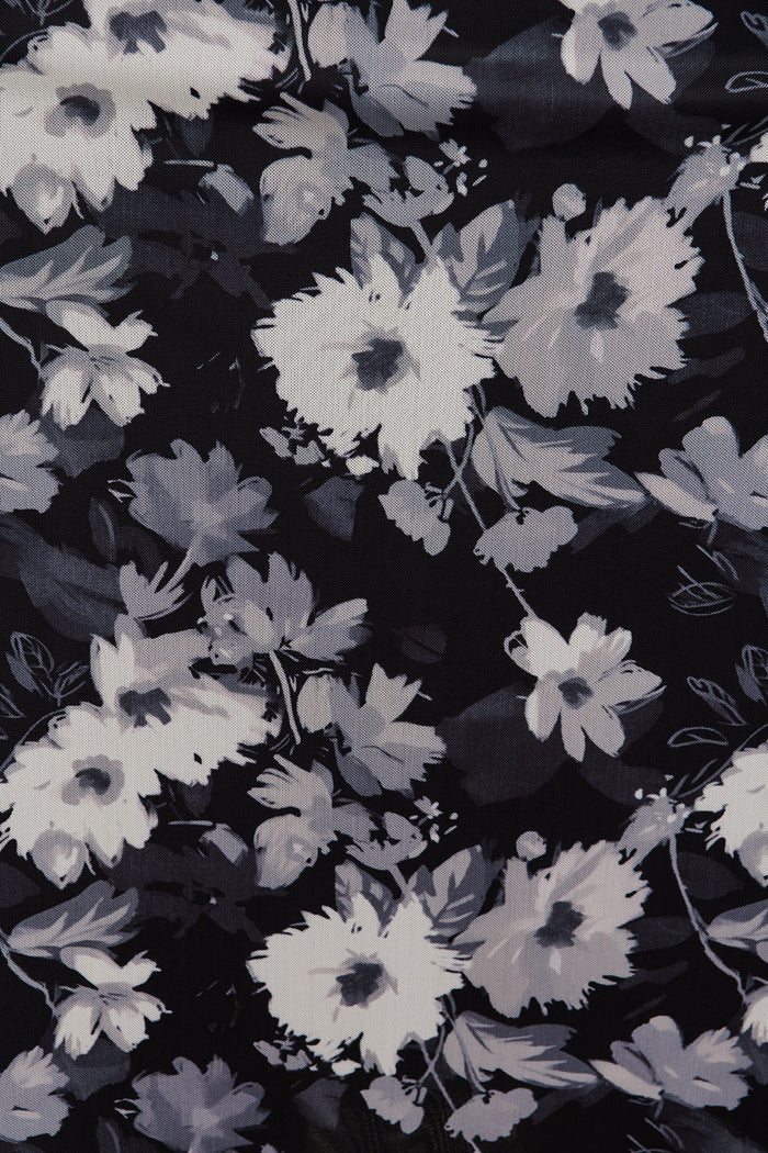 Imagine It Maxi Dress in Black and White Floral Mesh fabric