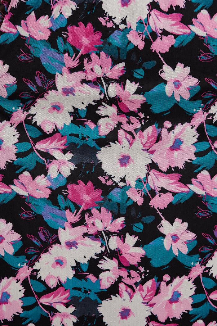 Imagine It Maxi Dress in Black and Multi Pink Floral Mesh fabric