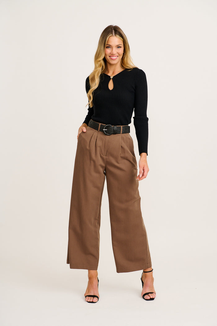 Lyla Pant in Chocolate full length