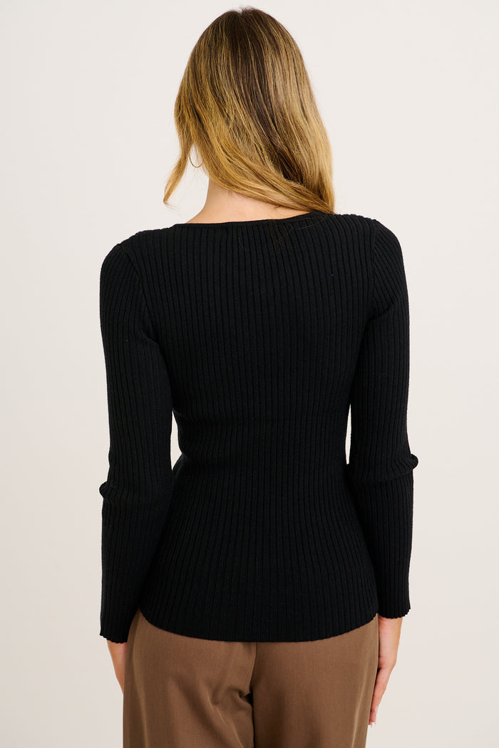 Afra Knit Top in Black back