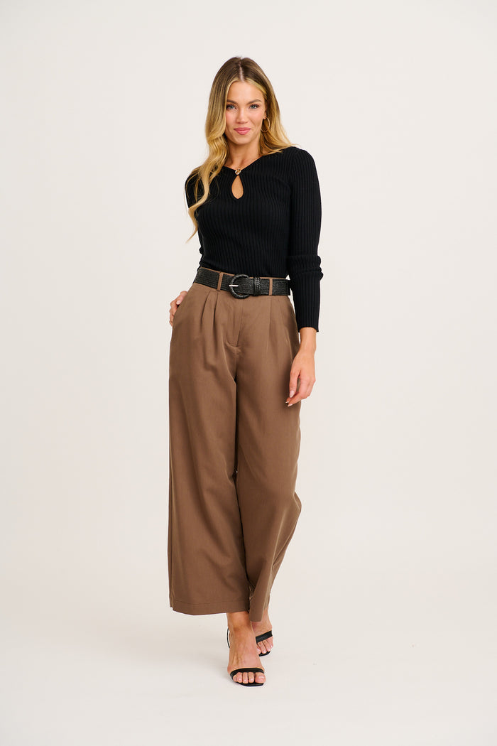 Afra Knit Top in Black full length