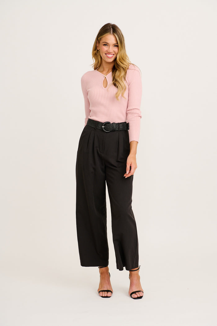 Afra Knit Top in Blush full length