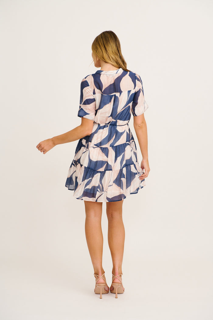 Chastine Dress in Navy with Pink Floral back
