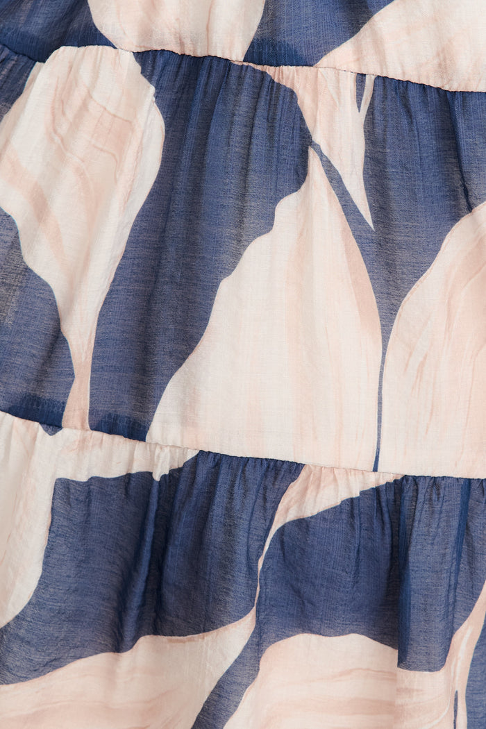 Chastine Dress in Navy with Pink Floral fabric