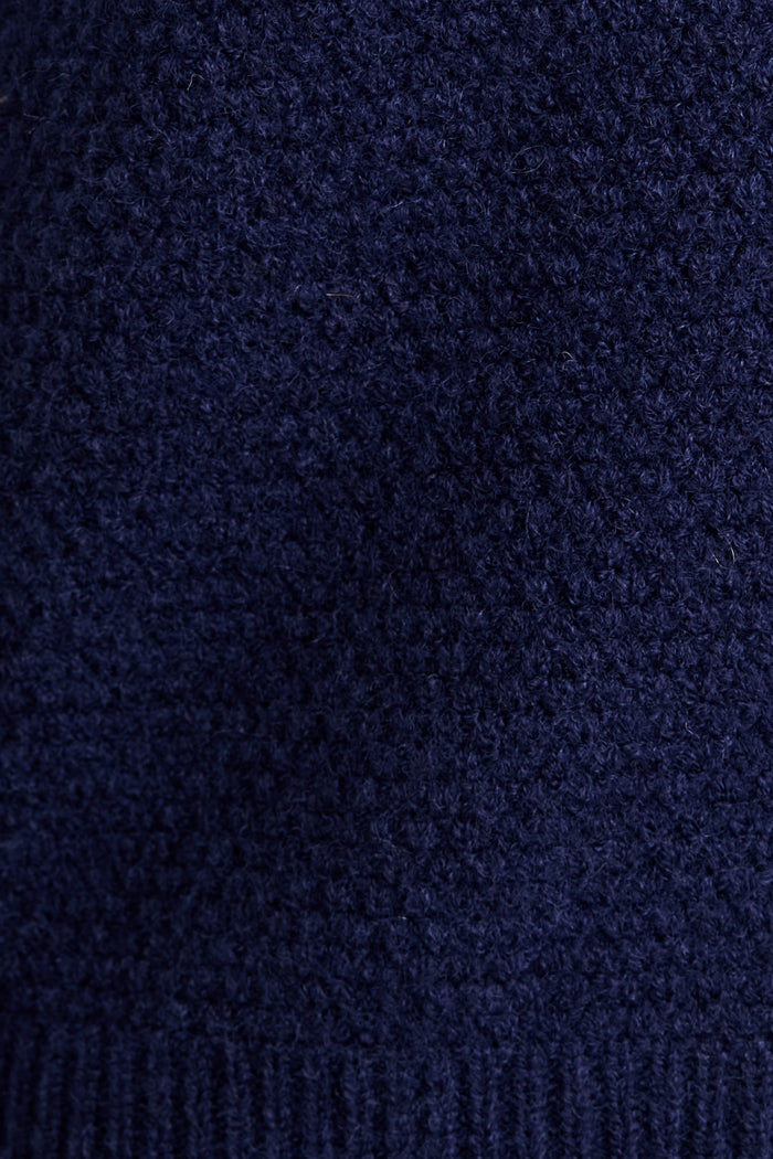 Feel The Chill Knit Cardigan in Navy Cotton Blend fabric