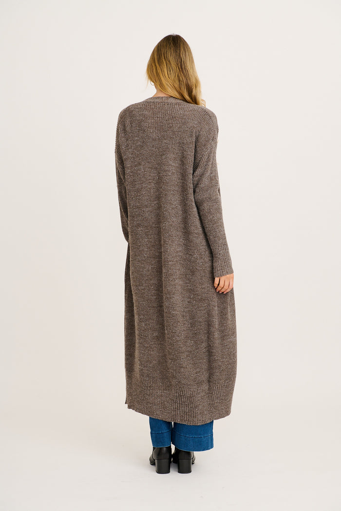 Cuddle Cloud Knit Cardigan in Charcoal Wool Blend back